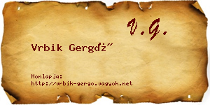 Vrbik Gergő névjegykártya